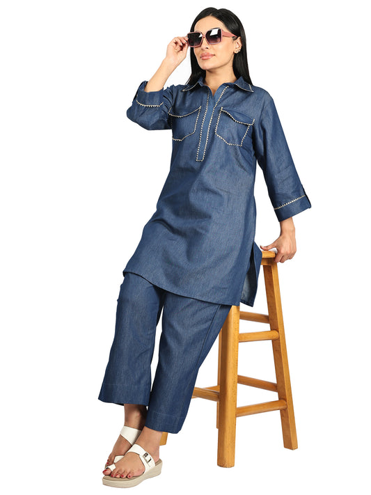 Pathani Denim Co-ord set