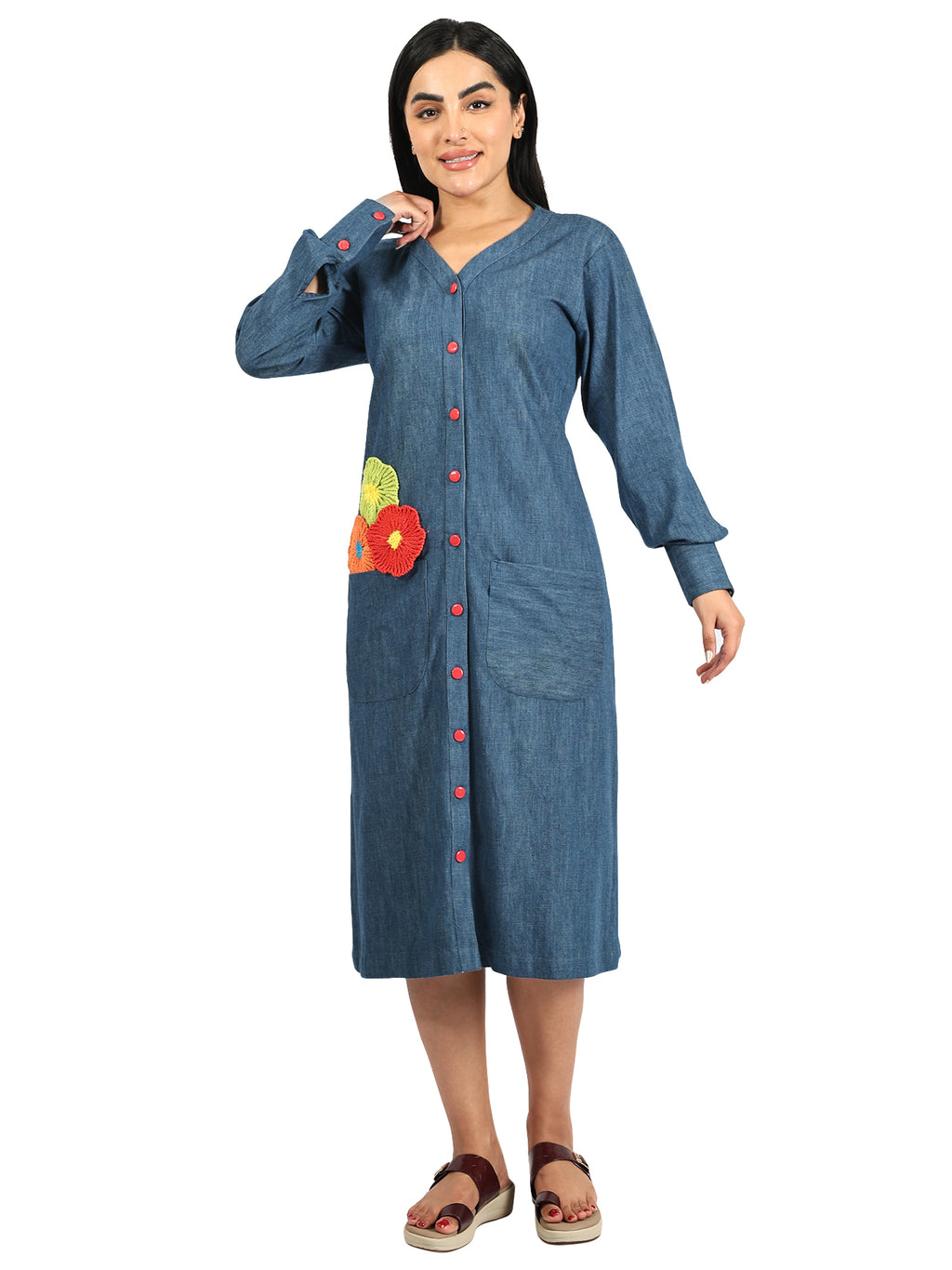 Denim Flower Long dress