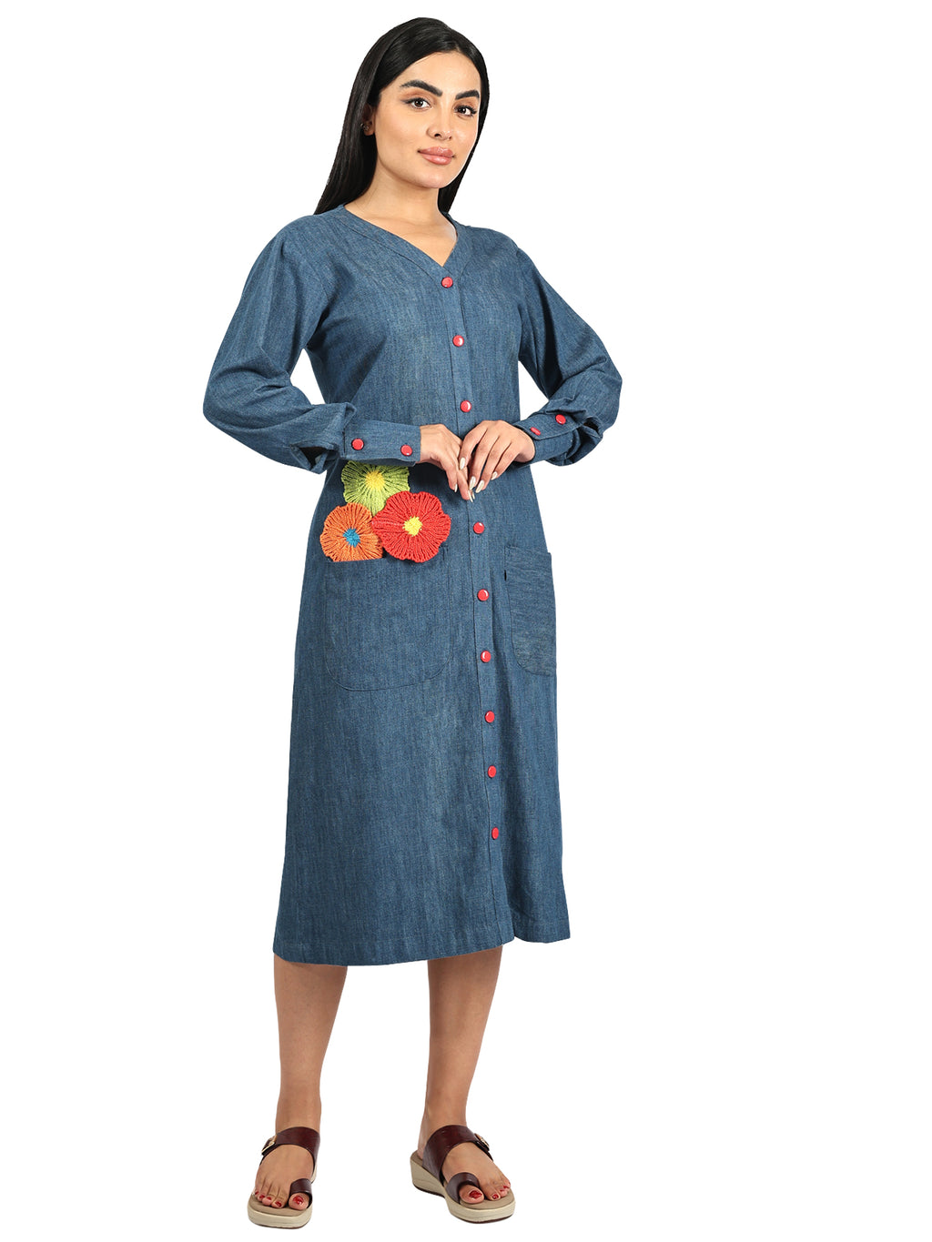 Denim Flower Long dress