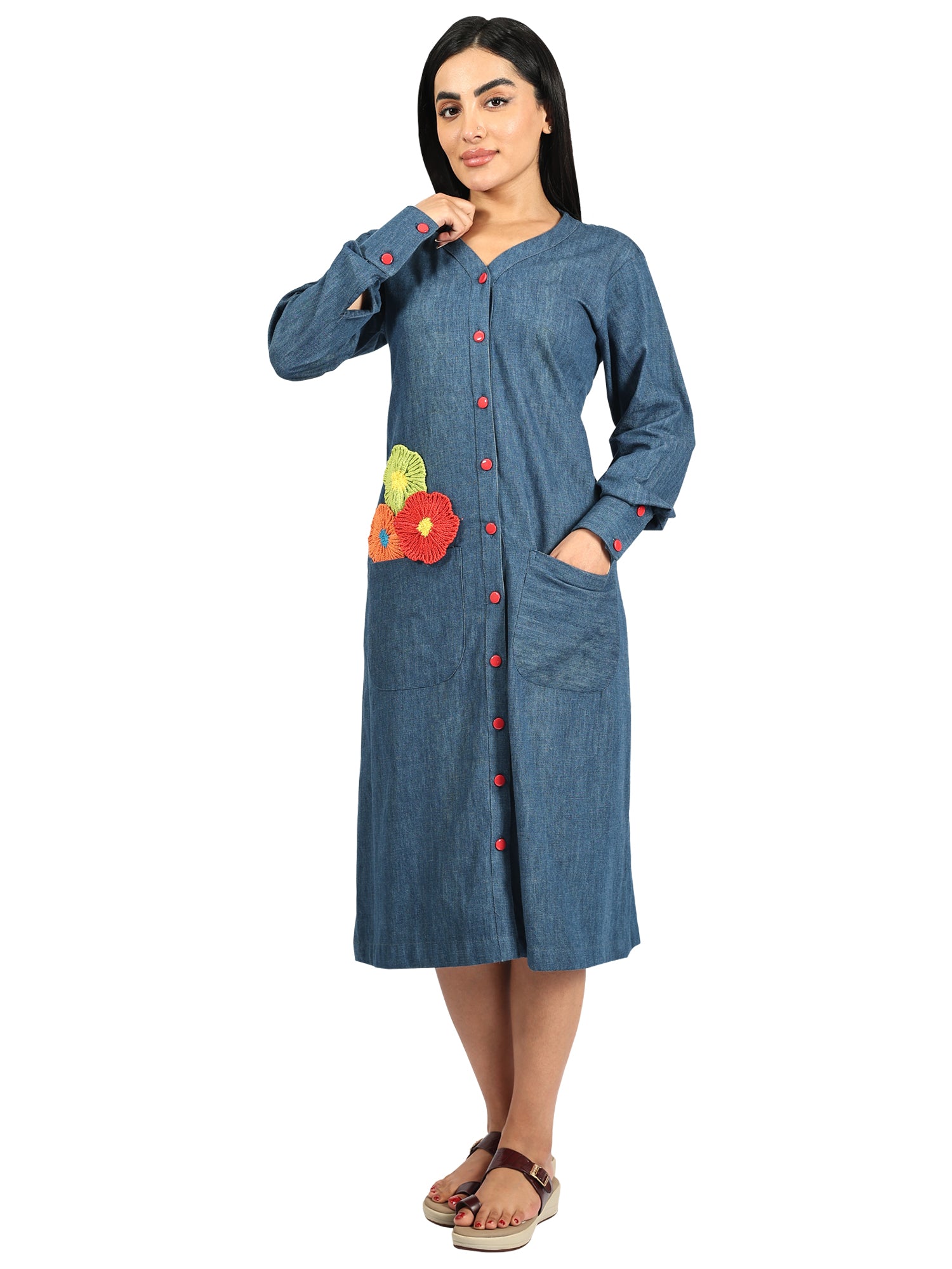 Denim Flower Long dress