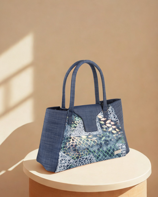 Embroidered Carry-All Denim Bag